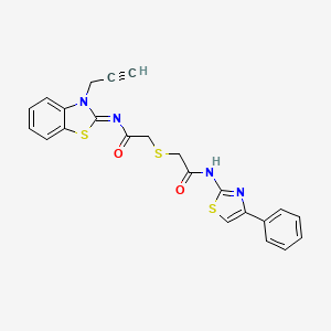 molecular formula C23H18N4O2S3 B2478933 (Z)-2-((2-oxo-2-((3-(prop-2-yn-1-yl)benzo[d]thiazol-2(3H)-ylidene)amino)ethyl)thio)-N-(4-phenylthiazol-2-yl)acetamide CAS No. 851717-46-9