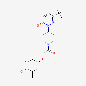 molecular formula C23H30ClN3O3 B2478936 6-Tert-butyl-2-[1-[2-(4-chloro-3,5-dimethylphenoxy)acetyl]piperidin-4-yl]pyridazin-3-one CAS No. 2320464-79-5