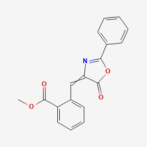 molecular formula C18H13NO4 B2478949 Methyl 2-[(5-oxo-2-phenyl-4,5-dihydro-1,3-oxazol-4-ylidene)methyl]benzoate CAS No. 88590-43-6