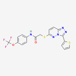 molecular formula C18H12F3N5O2S2 B2478958 2-((3-(噻吩-2-基)-[1,2,4]三唑并[4,3-b]嘧啶嗪-6-基)硫代)-N-(4-(三氟甲氧基)苯基)乙酰胺 CAS No. 868966-69-2