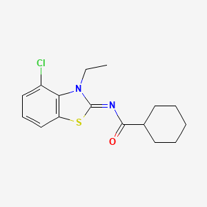 N-(4-chloro-3-ethyl-1,3-benzothiazol-2-ylidene)cyclohexanecarboxamide