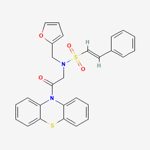 molecular formula C27H22N2O4S2 B2478964 (E)-N-(furan-2-ylmethyl)-N-(2-oxo-2-phenothiazin-10-ylethyl)-2-phenylethenesulfonamide CAS No. 744236-28-0