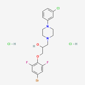molecular formula C19H22BrCl3F2N2O2 B2478969 1-(4-Bromo-2,6-difluorophenoxy)-3-(4-(3-chlorophenyl)piperazin-1-yl)propan-2-ol dihydrochloride CAS No. 1052510-87-8