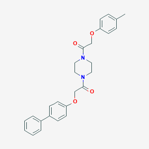 molecular formula C27H28N2O4 B247897 2-(Biphenyl-4-yloxy)-1-{4-[(4-methylphenoxy)acetyl]piperazin-1-yl}ethanone 