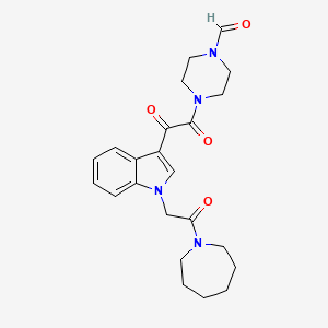 molecular formula C23H28N4O4 B2478984 4-(2-(1-(2-(azepan-1-yl)-2-oxoethyl)-1H-吲哚-3-基)-2-氧代乙酰)哌嗪-1-甲醛 CAS No. 894004-94-5