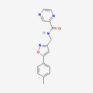 molecular formula C16H14N4O2 B2478985 N-((5-(对甲苯基)异噁唑-3-基)甲基)吡嗪-2-甲酰胺 CAS No. 1211301-85-7