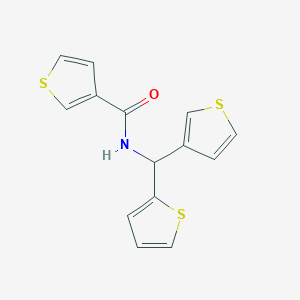 molecular formula C14H11NOS3 B2479007 N-(thiophen-2-yl(thiophen-3-yl)methyl)thiophene-3-carboxamide CAS No. 2034381-42-3