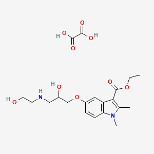 molecular formula C20H28N2O9 B2479008 ethyl 5-(2-hydroxy-3-((2-hydroxyethyl)amino)propoxy)-1,2-dimethyl-1H-indole-3-carboxylate oxalate CAS No. 1215783-68-8