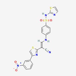 molecular formula C21H14N6O4S3 B2479009 (E)-4-((2-cyano-2-(4-(3-nitrophenyl)thiazol-2-yl)vinyl)amino)-N-(thiazol-2-yl)benzenesulfonamide CAS No. 799776-61-7