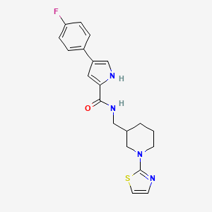 molecular formula C20H21FN4OS B2479024 4-(4-fluorophenyl)-N-((1-(thiazol-2-yl)piperidin-3-yl)methyl)-1H-pyrrole-2-carboxamide CAS No. 1795471-56-5
