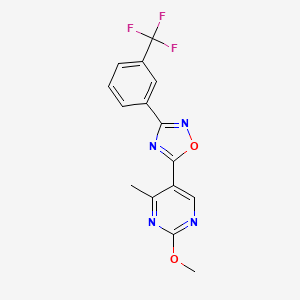 molecular formula C15H11F3N4O2 B2479041 5-(2-Methoxy-4-methylpyrimidin-5-yl)-3-(3-(trifluoromethyl)phenyl)-1,2,4-oxadiazole CAS No. 2034355-71-8