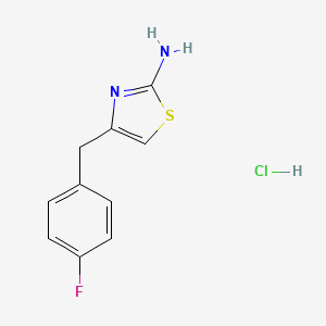 molecular formula C10H10ClFN2S B2479042 4-[(4-氟苯基)甲基]-1,3-噻唑-2-胺；盐酸盐 CAS No. 2580235-51-2