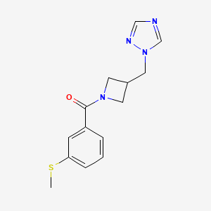 molecular formula C14H16N4OS B2479045 (3-((1H-1,2,4-triazol-1-yl)methyl)azetidin-1-yl)(3-(methylthio)phenyl)methanone CAS No. 2310016-56-7
