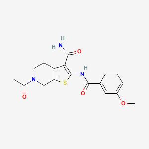 molecular formula C18H19N3O4S B2479049 6-乙酰-2-(3-甲氧基苯甲酰氨基)-4,5,6,7-四氢噻吩并[2,3-c]吡啶-3-甲酰胺 CAS No. 864927-52-6