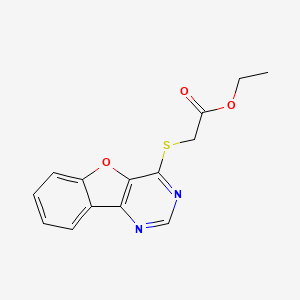 molecular formula C14H12N2O3S B2479053 乙酰([1]苯并呋喃[3,2-d]嘧啶-4-基硫代)乙酸酯 CAS No. 294875-06-2