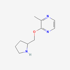 molecular formula C10H15N3O B2479055 2-甲基-3-[(吡咯烷-2-基)甲氧基]吡嗪 CAS No. 1261350-09-7