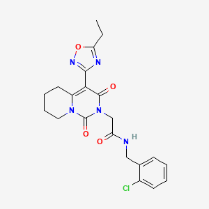 molecular formula C21H22ClN5O4 B2479056 N-(2-chlorobenzyl)-2-[4-(5-ethyl-1,2,4-oxadiazol-3-yl)-1,3-dioxo-5,6,7,8-tetrahydro-1H-pyrido[1,2-c]pyrimidin-2(3H)-yl]acetamide CAS No. 1775308-47-8