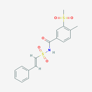 molecular formula C17H17NO5S2 B2479064 4-甲基-3-甲基磺酰基-N-[(E)-2-苯乙烯基]磺酰基苯甲酰胺 CAS No. 1445762-04-8
