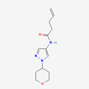 molecular formula C13H19N3O2 B2479065 N-(1-(tétrahydro-2H-pyran-4-yl)-1H-pyrazol-4-yl)pent-4-ènamide CAS No. 1797319-04-0