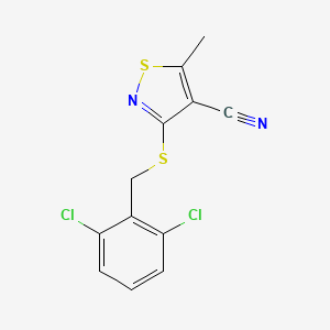 molecular formula C12H8Cl2N2S2 B2479067 3-[(2,6-Dichlorobenzyl)sulfanyl]-5-methyl-4-isothiazolecarbonitrile CAS No. 338778-06-6