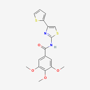 molecular formula C17H16N2O4S2 B2479076 3,4,5-三甲氧基-N-(4-噻吩-2-基-1,3-噻唑-2-基)苯甲酰胺 CAS No. 300569-78-2