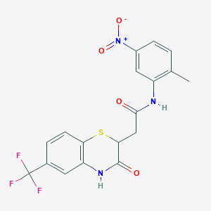 molecular formula C18H14F3N3O4S B2479082 N-(2-methyl-5-nitrophenyl)-2-[3-oxo-6-(trifluoromethyl)-3,4-dihydro-2H-1,4-benzothiazin-2-yl]acetamide CAS No. 329795-69-9
