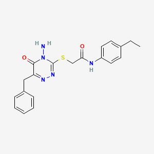 molecular formula C20H21N5O2S B2479083 2-[(4-amino-6-benzyl-5-oxo-4,5-dihydro-1,2,4-triazin-3-yl)sulfanyl]-N-(4-ethylphenyl)acetamide CAS No. 886962-84-1
