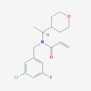 molecular formula C17H21ClFNO2 B2479101 N-[(3-Chloro-5-fluorophenyl)methyl]-N-[1-(oxan-4-yl)ethyl]prop-2-enamide CAS No. 2411270-50-1