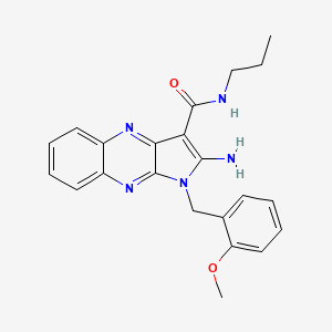 molecular formula C22H23N5O2 B2479107 2-amino-1-(2-methoxybenzyl)-N-propyl-1H-pyrrolo[2,3-b]quinoxaline-3-carboxamide CAS No. 843634-97-9