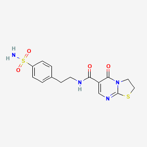 molecular formula C15H16N4O4S2 B2479123 5-oxo-N-(4-sulfamoylphenethyl)-3,5-dihydro-2H-thiazolo[3,2-a]pyrimidine-6-carboxamide CAS No. 443329-16-6