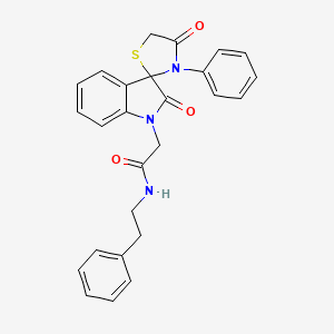 molecular formula C26H23N3O3S B2479132 2-(2,4'-dioxo-3'-phenylspiro[indole-3,2'-[1,3]thiazolidin]-1(2H)-yl)-N-(2-phenylethyl)acetamide CAS No. 894544-10-6