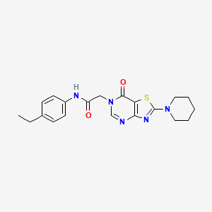 molecular formula C20H23N5O2S B2479141 N-(4-ethylphenyl)-2-[7-oxo-2-(piperidin-1-yl)[1,3]thiazolo[4,5-d]pyrimidin-6(7H)-yl]acetamide CAS No. 1223896-23-8
