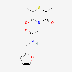 molecular formula C13H16N2O4S B2479143 2-(2,6-dimethyl-3,5-dioxothiomorpholin-4-yl)-N-(furan-2-ylmethyl)acetamide CAS No. 868215-41-2