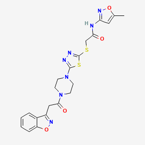 2-((5-(4-(2-(benzo[d]isoxazol-3-yl)acetyl)piperazin-1-yl)-1,3,4-thiadiazol-2-yl)thio)-N-(5-methylisoxazol-3-yl)acetamide