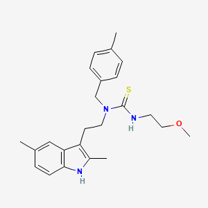 molecular formula C24H31N3OS B2479167 1-[2-(2,5-dimethyl-1H-indol-3-yl)ethyl]-3-(2-methoxyethyl)-1-[(4-methylphenyl)methyl]thiourea CAS No. 686751-51-9