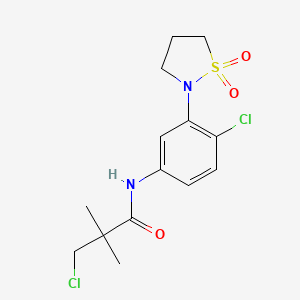 molecular formula C14H18Cl2N2O3S B2479197 3-chloro-N-(4-chloro-3-(1,1-dioxidoisothiazolidin-2-yl)phenyl)-2,2-dimethylpropanamide CAS No. 941994-70-3