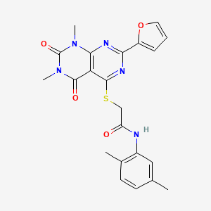 N-(2,5-dimethylphenyl)-2-((2-(furan-2-yl)-6,8-dimethyl-5,7-dioxo-5,6,7,8-tetrahydropyrimido[4,5-d]pyrimidin-4-yl)thio)acetamide