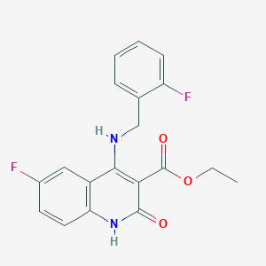 Ethyl 6-fluoro-4-((2-fluorobenzyl)amino)-2-oxo-1,2-dihydroquinoline-3-carboxylate