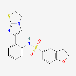 molecular formula C19H17N3O3S2 B2479222 N-(2-(2,3-二氢咪唑并[2,1-b]噻唑-6-基)苯基)-2,3-二氢苯并呋喃-5-磺酰胺 CAS No. 2034384-58-0
