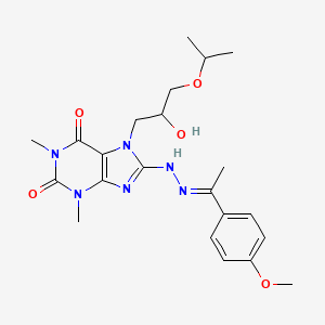 (E)-7-(2-hydroxy-3-isopropoxypropyl)-8-(2-(1-(4-methoxyphenyl)ethylidene)hydrazinyl)-1,3-dimethyl-1H-purine-2,6(3H,7H)-dione