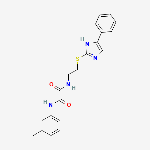 molecular formula C20H20N4O2S B2479232 N1-(2-((4-phenyl-1H-imidazol-2-yl)thio)ethyl)-N2-(m-tolyl)oxalamide CAS No. 897456-74-5