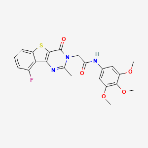 molecular formula C22H20FN3O5S B2479240 2-(9-fluoro-2-methyl-4-oxo[1]benzothieno[3,2-d]pyrimidin-3(4H)-yl)-N-(3,4,5-trimethoxyphenyl)acetamide CAS No. 1223772-07-3