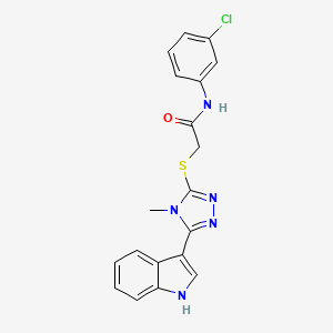 molecular formula C19H16ClN5OS B2479249 2-((5-(1H-indol-3-yl)-4-methyl-4H-1,2,4-triazol-3-yl)thio)-N-(3-chlorophenyl)acetamide CAS No. 852142-87-1