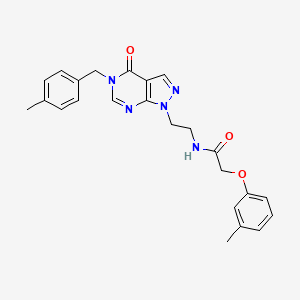 molecular formula C24H25N5O3 B2479258 N-(2-(5-(4-methylbenzyl)-4-oxo-4,5-dihydro-1H-pyrazolo[3,4-d]pyrimidin-1-yl)ethyl)-2-(m-tolyloxy)acetamide CAS No. 922088-73-1