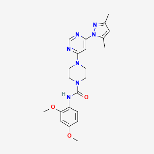 molecular formula C22H27N7O3 B2479265 N-(2,4-dimethoxyphenyl)-4-(6-(3,5-dimethyl-1H-pyrazol-1-yl)pyrimidin-4-yl)piperazine-1-carboxamide CAS No. 1171602-86-0