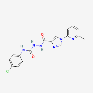 molecular formula C17H15ClN6O2 B2479269 N-(4-chlorophenyl)-2-{[1-(6-methyl-2-pyridinyl)-1H-imidazol-4-yl]carbonyl}-1-hydrazinecarboxamide CAS No. 478077-76-8