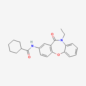 molecular formula C22H24N2O3 B2479272 N-(10-ethyl-11-oxo-10,11-dihydrodibenzo[b,f][1,4]oxazepin-2-yl)cyclohexanecarboxamide CAS No. 922029-32-1