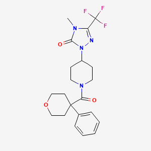 molecular formula C21H25F3N4O3 B2479274 4-methyl-1-(1-(4-phenyltetrahydro-2H-pyran-4-carbonyl)piperidin-4-yl)-3-(trifluoromethyl)-1H-1,2,4-triazol-5(4H)-one CAS No. 2034328-94-2