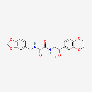 molecular formula C20H20N2O7 B2479275 N1-(benzo[d][1,3]dioxol-5-ylmethyl)-N2-(2-(2,3-dihydrobenzo[b][1,4]dioxin-6-yl)-2-hydroxyethyl)oxalamide CAS No. 2034539-26-7