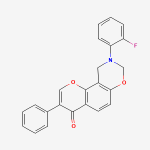 molecular formula C23H16FNO3 B2479279 9-(2-fluorophenyl)-3-phenyl-9,10-dihydrochromeno[8,7-e][1,3]oxazin-4(8H)-one CAS No. 929512-71-0